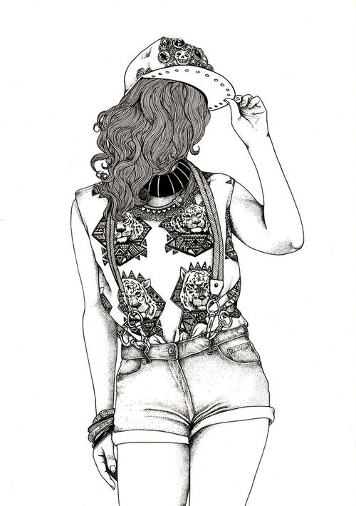 500x709 girl - Swag Girl Drawing