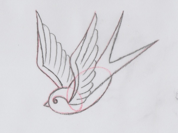 600x450 How To Draw A Group Of Swallows In A Retro Tattoo Style - Swallow Bird Drawing
