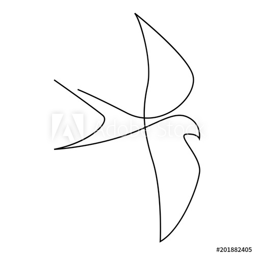 500x500 one line swallow or martlet design silhouette hand drawn - Swallow Outline Drawing