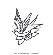 170x177 traditional swallow - Swallow Outline Drawing