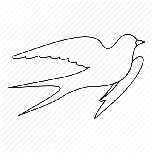 512x512 bird, line, nature, outline, swallow, wildlife, wing icon - Swallow Outline Drawing