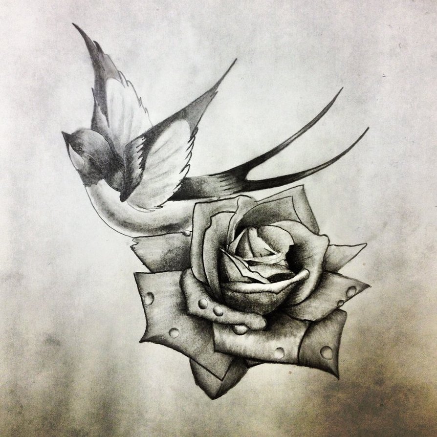 894x894 excellent rose swallow tattoos designs with meanings - Swallow Tattoo Drawing