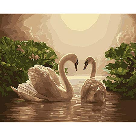 450x450 Rawuin Diy Oil Painting - Swan Drawing