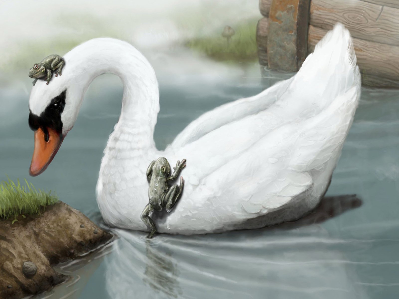 1600x1200 Swan Drawing Hd Wallpaper, Background Images - Swan Drawing