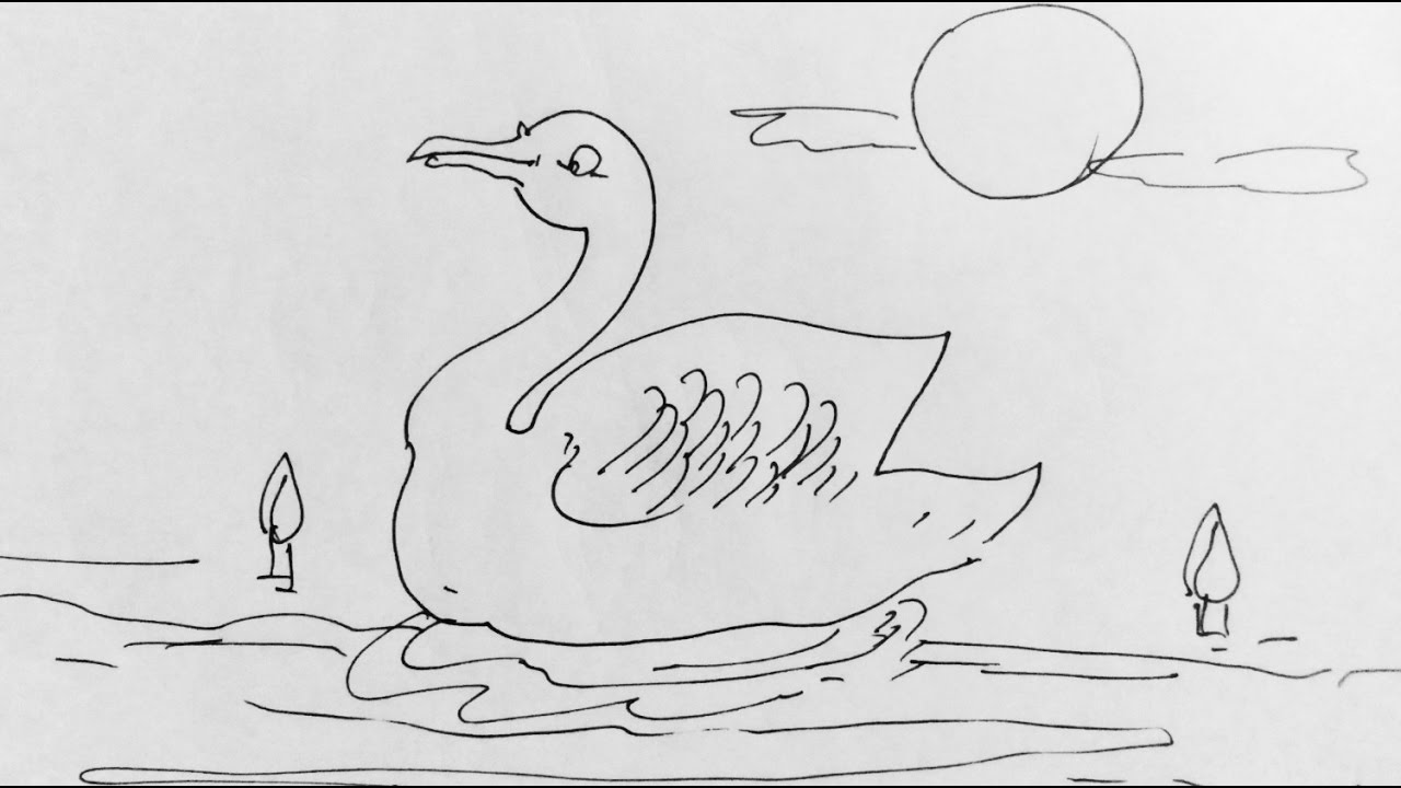 1280x720 How To Draw A Swan With Pen Step - Swan Drawing Images