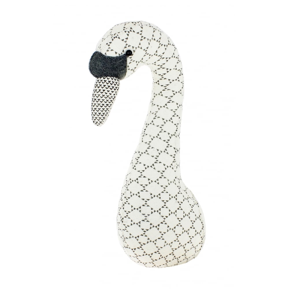 1000x1000 Leo Bella Fiona Walker Felt Animal Head Neutral Print Grey Swan - Swan Head Drawing