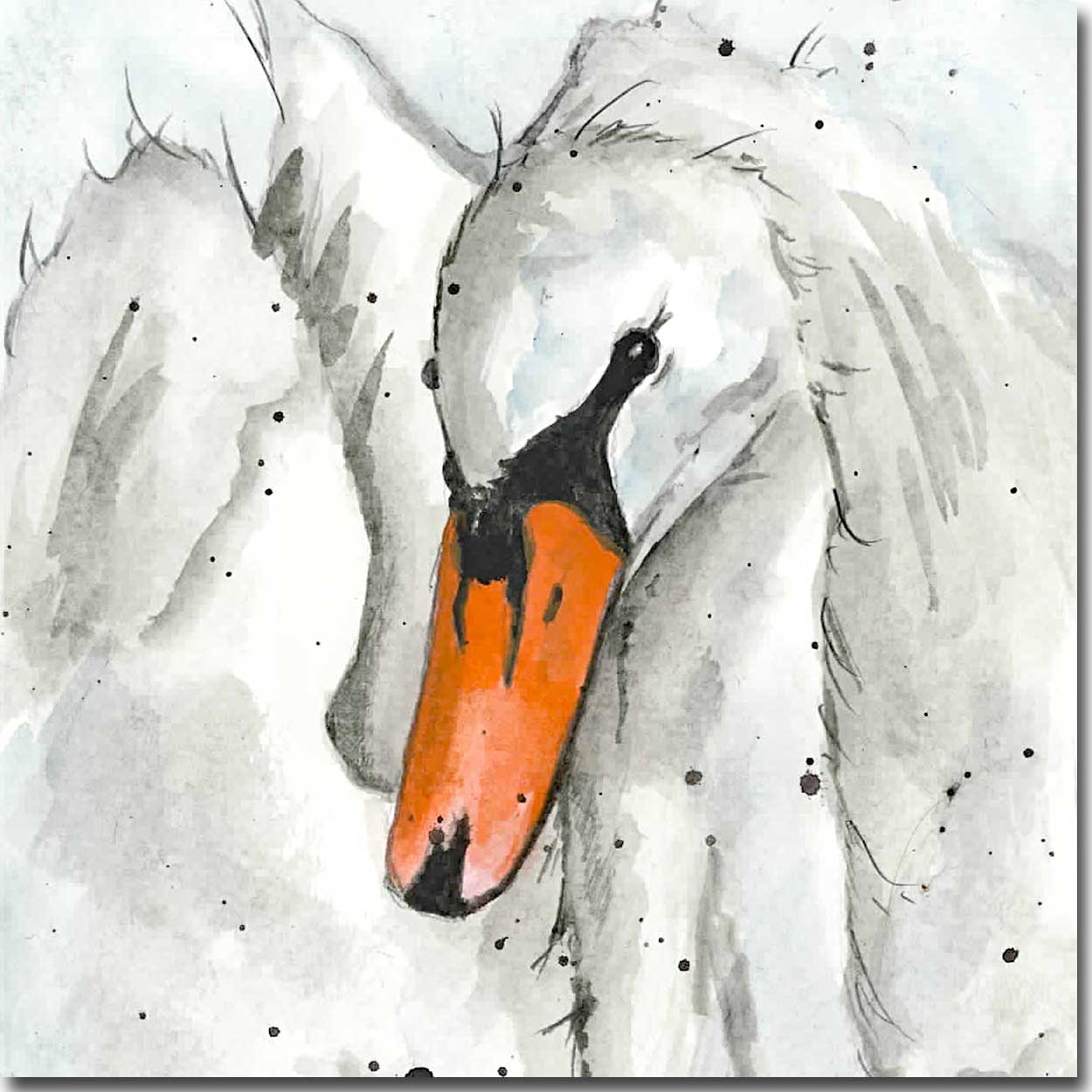 1250x1250 Swan Card - Swan Head Drawing