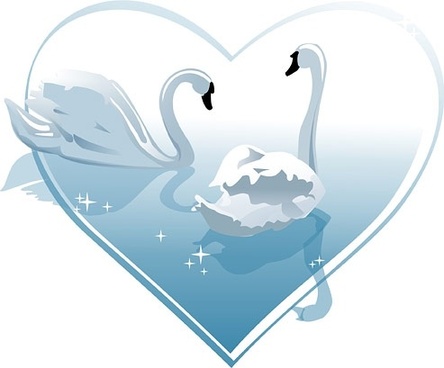 444x368 Vector Swan Drawing Free Vector Download - Swan Heart Drawing