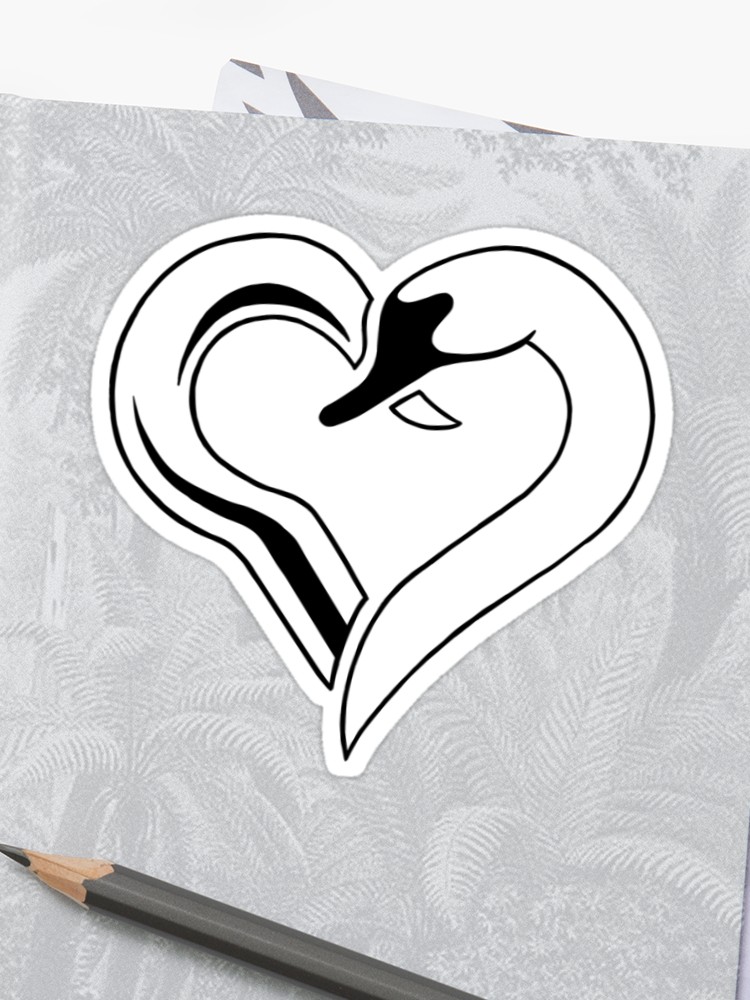 750x1000 Captain Swan Heart Sticker - Swan Heart Drawing