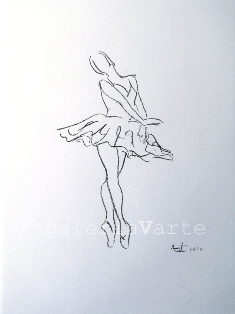 750x1000 Original Charcoal Drawing - Swan Lake Drawing