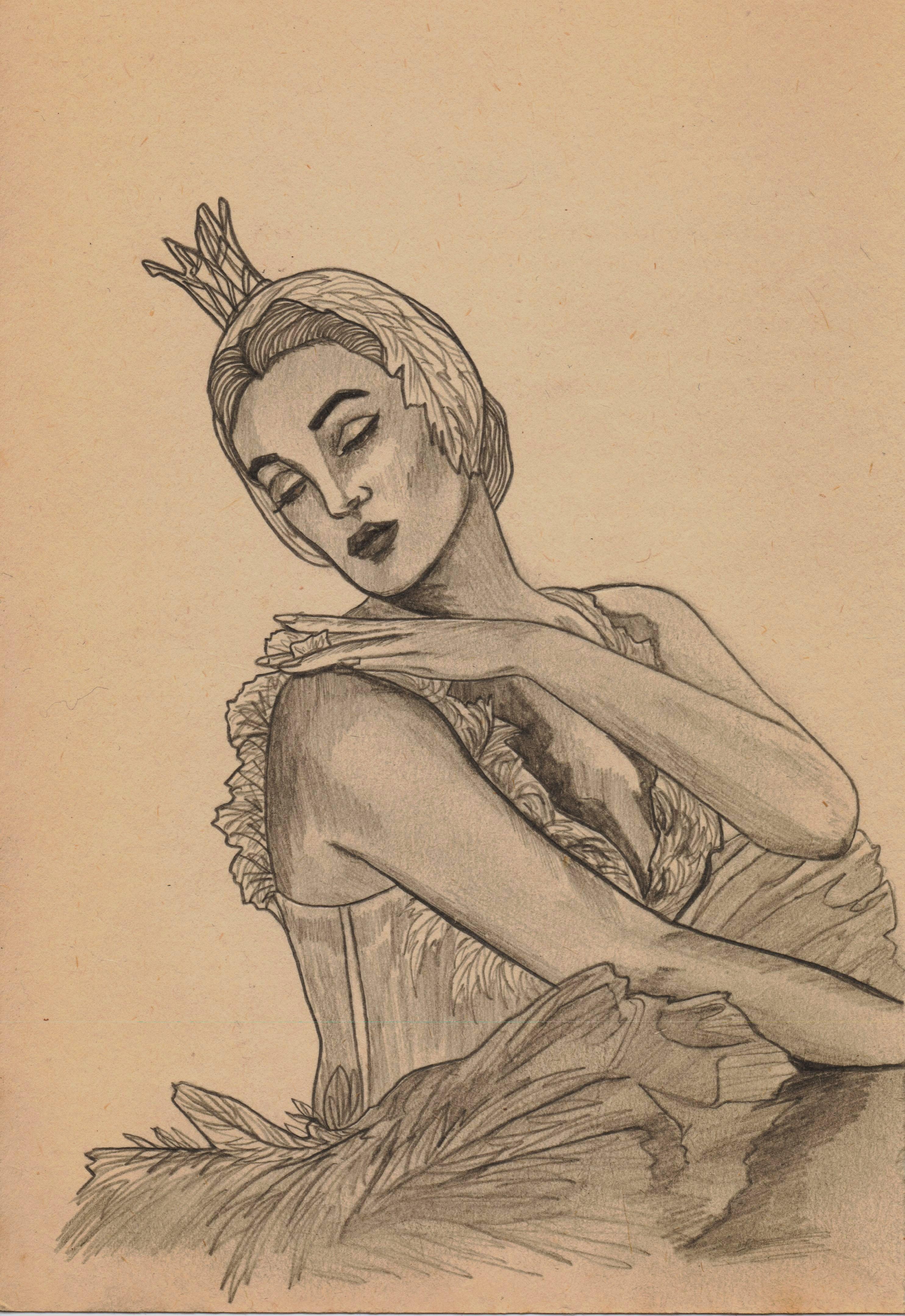 2969x4318 Swan Doll With A Frown - Swan Lake Drawing