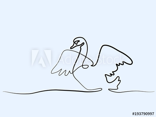 500x375 Continuous One Different Wide Line Drawing Swan Logo Black - Swan Line Drawing