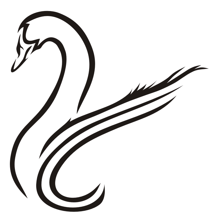 730x767 Unique Black Outline Swan Tattoo Stencil - Swan Tattoo Drawing