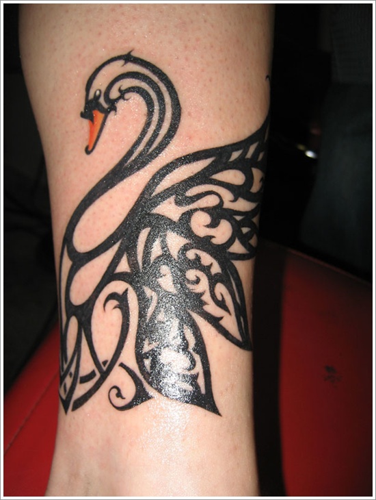 550x730 Simple Swan Tattoo Design For Girls - Swan Tattoo Drawing