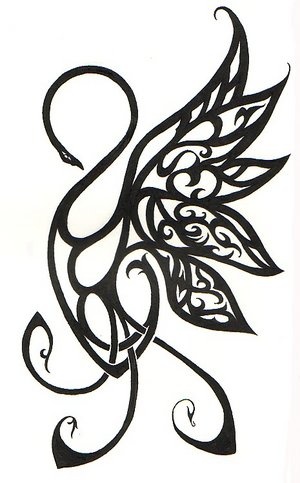 300x483 Swan Tattoo Design - Swan Tattoo Drawing