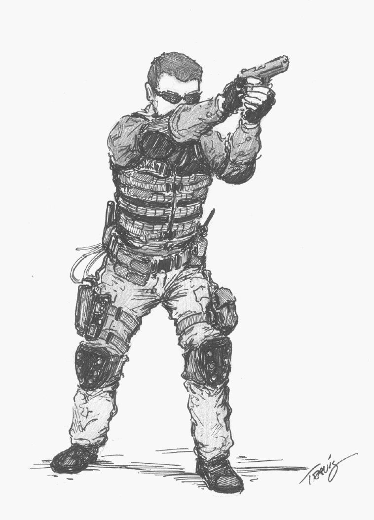 758x1054 Swat Tactical Aim - Swat Drawing