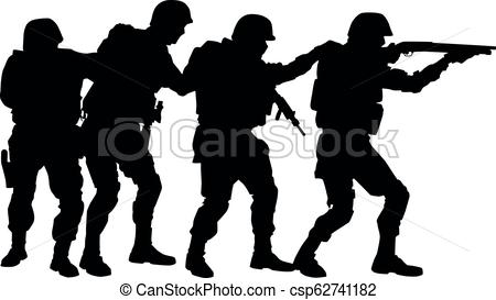 450x273 swat team in stack formation vector silhouette police special - Swat Team Drawing