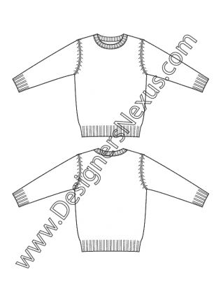 316x409 Flat Sketch Sweater - Sweater Technical Drawing