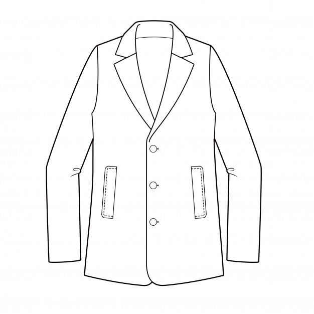 626x626 jacket outer fashion flat technical drawing template vector - Sweater Technical Drawing