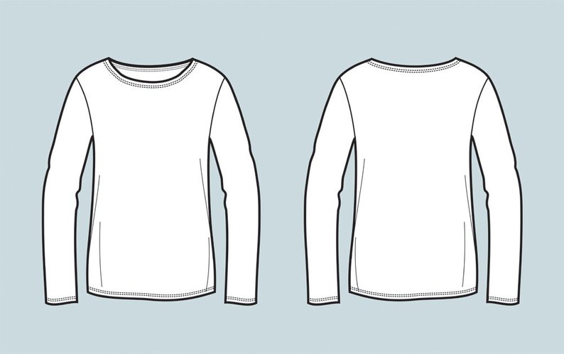 794x499 Sweater Jumper Vector Fashion Flat Sketch Adobe Illustrator Etsy - Sweater Technical Drawing