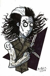 200x300 sweeney todd johnny depp tim burton movie original art drawing - Sweeney Todd Drawing