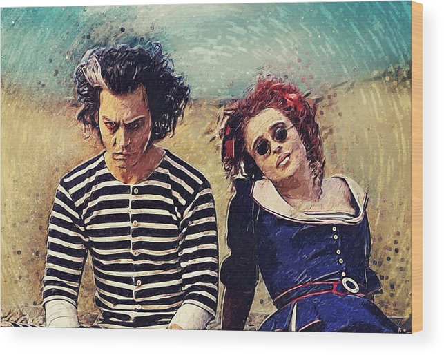 643x514 Sweeney Todd And Mrs Lovett Wood Print - Sweeney Todd Drawing