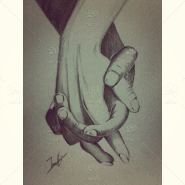 640x640 Holding Hand Couple Drawing - Sweet Couple Drawing