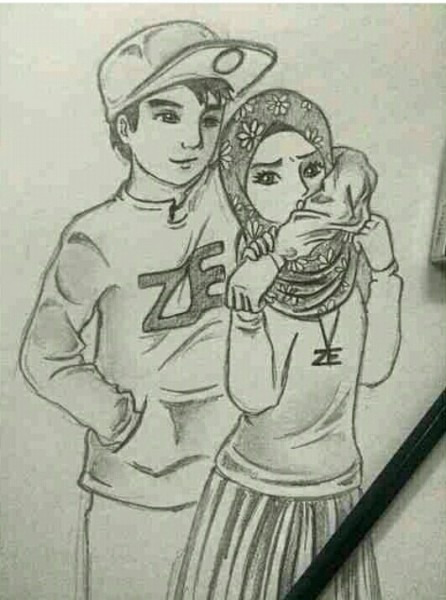 446x600 sweet couple drawing - Sweet Couple Drawing