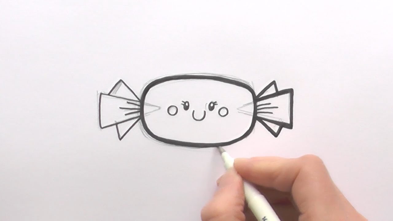 1280x720 how to draw a cartoon piece of candy with a wrapper - Sweet Drawings