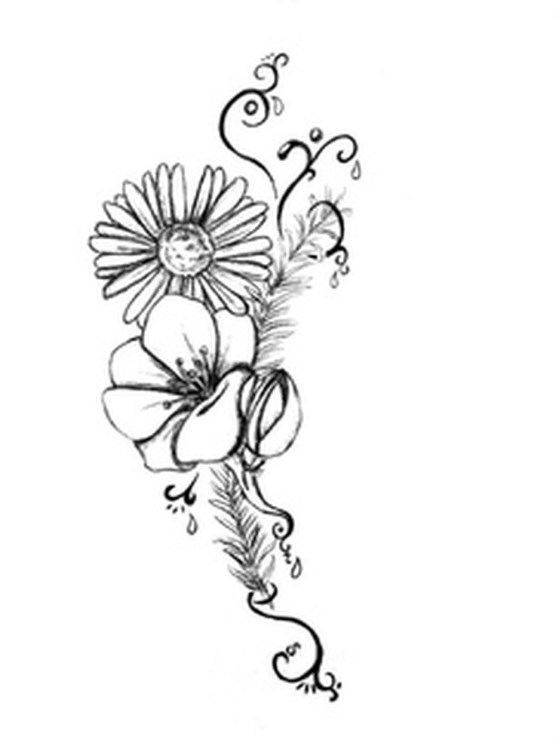 618x822 sweet pea flowers tattoo design - Sweet Pea Flower Drawing