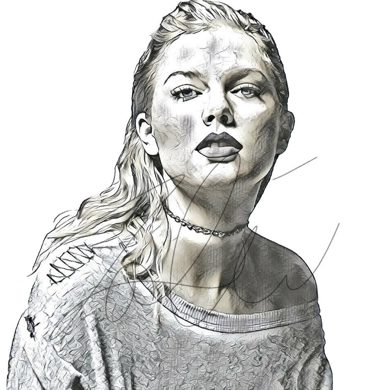 794x794 taylor swift drawing sketch print wall art illustration singer etsy - Swift Drawing