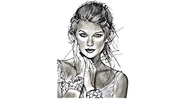 600x350 taylor swift sketch drawing print poster hand drawn - Swift Drawing