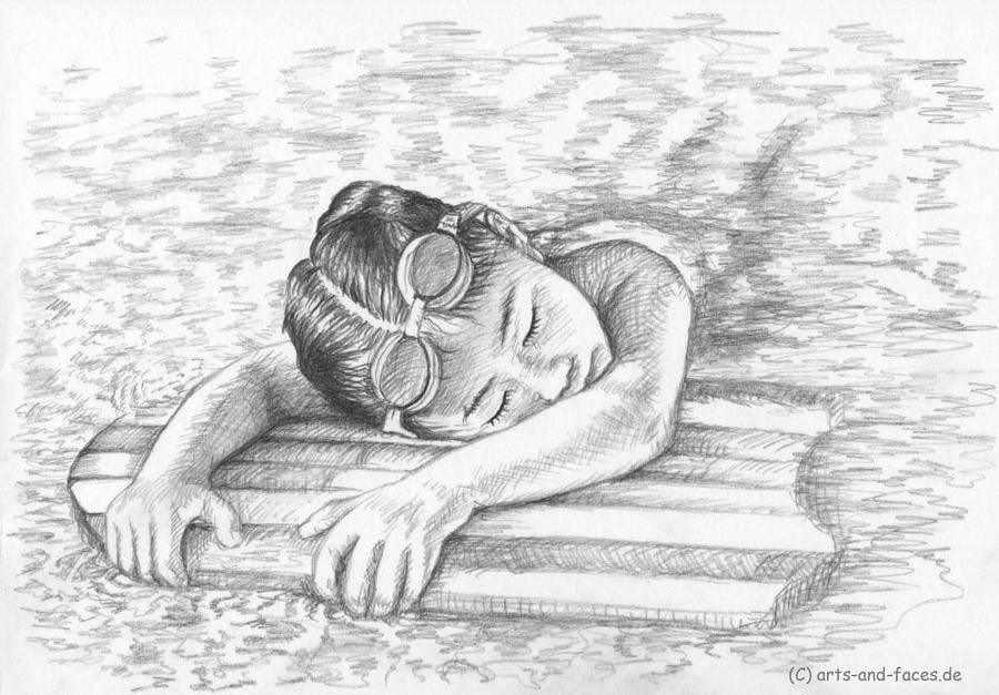 900x627 swimming girl drawing - Swimming Drawing