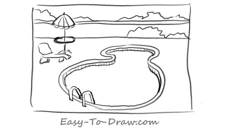 458x258 how to draw a cartoon swimming pool within a fence for kids easy - Swimming Drawing Images
