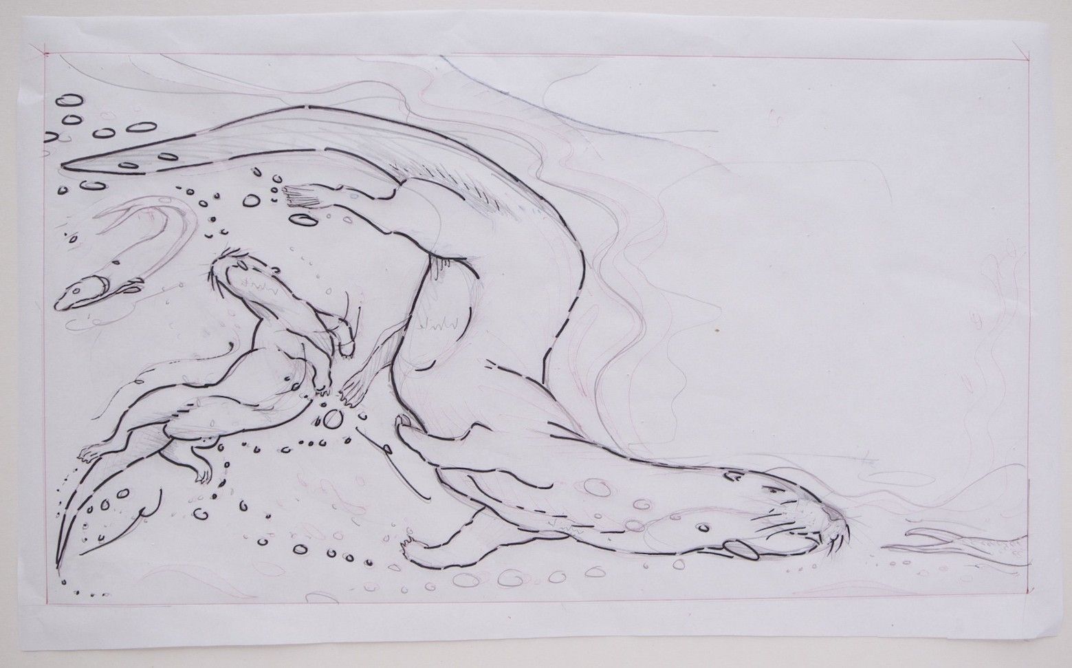 1559x971 otter swimming drawing picture drawing skill - Swimming Drawing Images