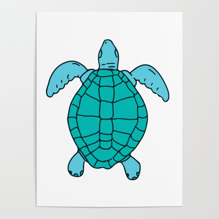 700x700 Sea Turtle Swimming Drawing Poster - Swimming Drawing Pictures