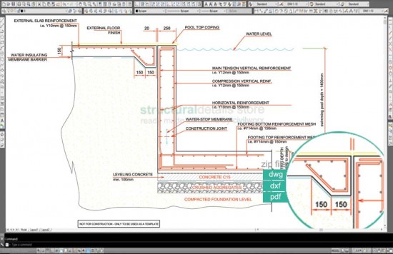 550x356 swimming pool collection of construction details - Swimming Pool Drawing Details Pdf