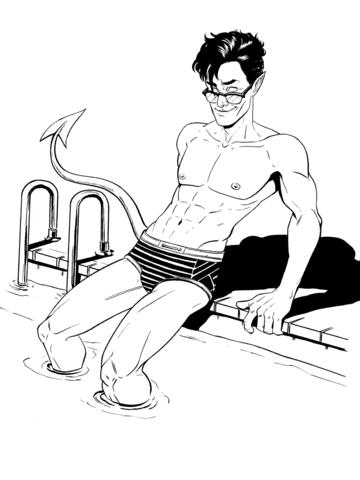 360x480 nightcrawler marvel swimsuit original drawing megan levens art - Swimsuit Drawing