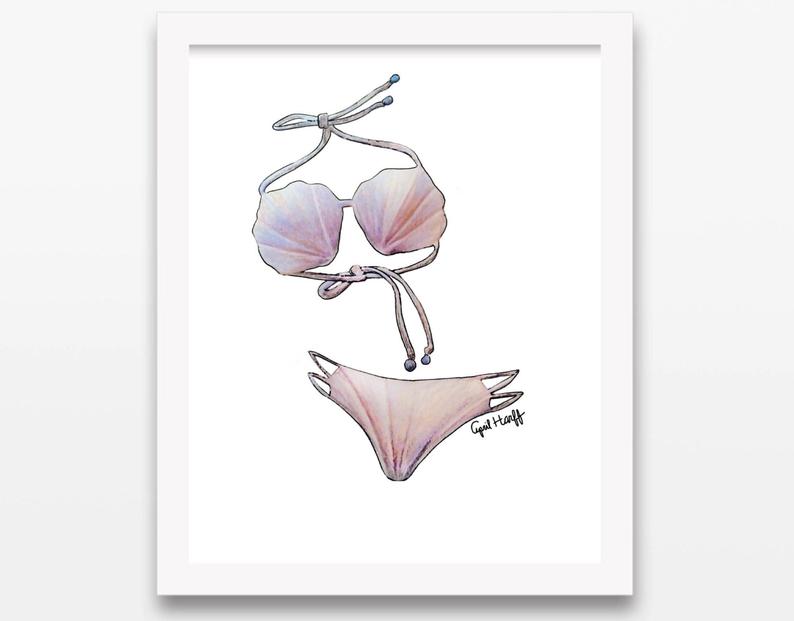 794x621 klam bikini print wall art bikini drawing fashion etsy - Swimwear Drawing