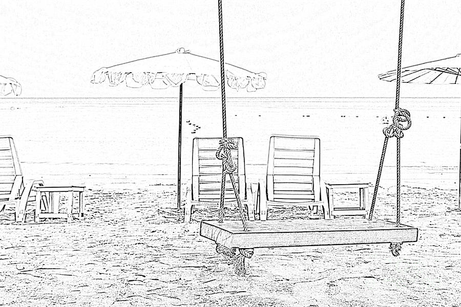 900x600 Swing And Beach Chair Drawing - Swing Drawing