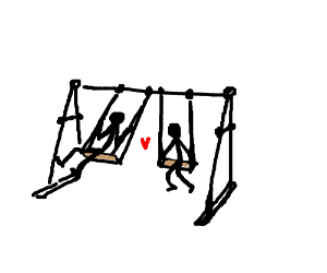 300x250 friends on a swing set drawing - Swing Set Drawing