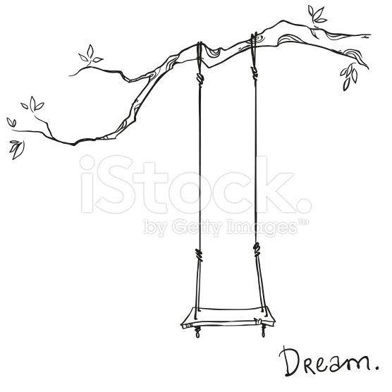 556x556 tree with a swing vector illustration amazing ink tattoo - Swing Set Drawing