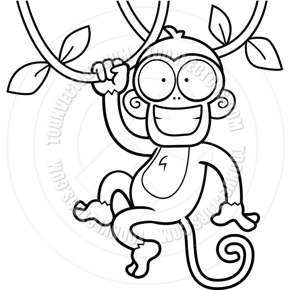940x940 monkey clipart black collection - Swinging Monkey Drawing
