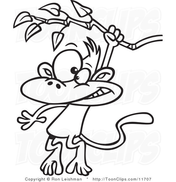 600x620 swinging monkey cartoon - Swinging Monkey Drawing