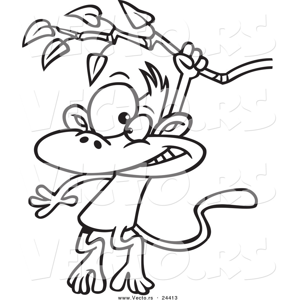 1024x1044 cartoon apes coloring pages - Swinging Monkey Drawing