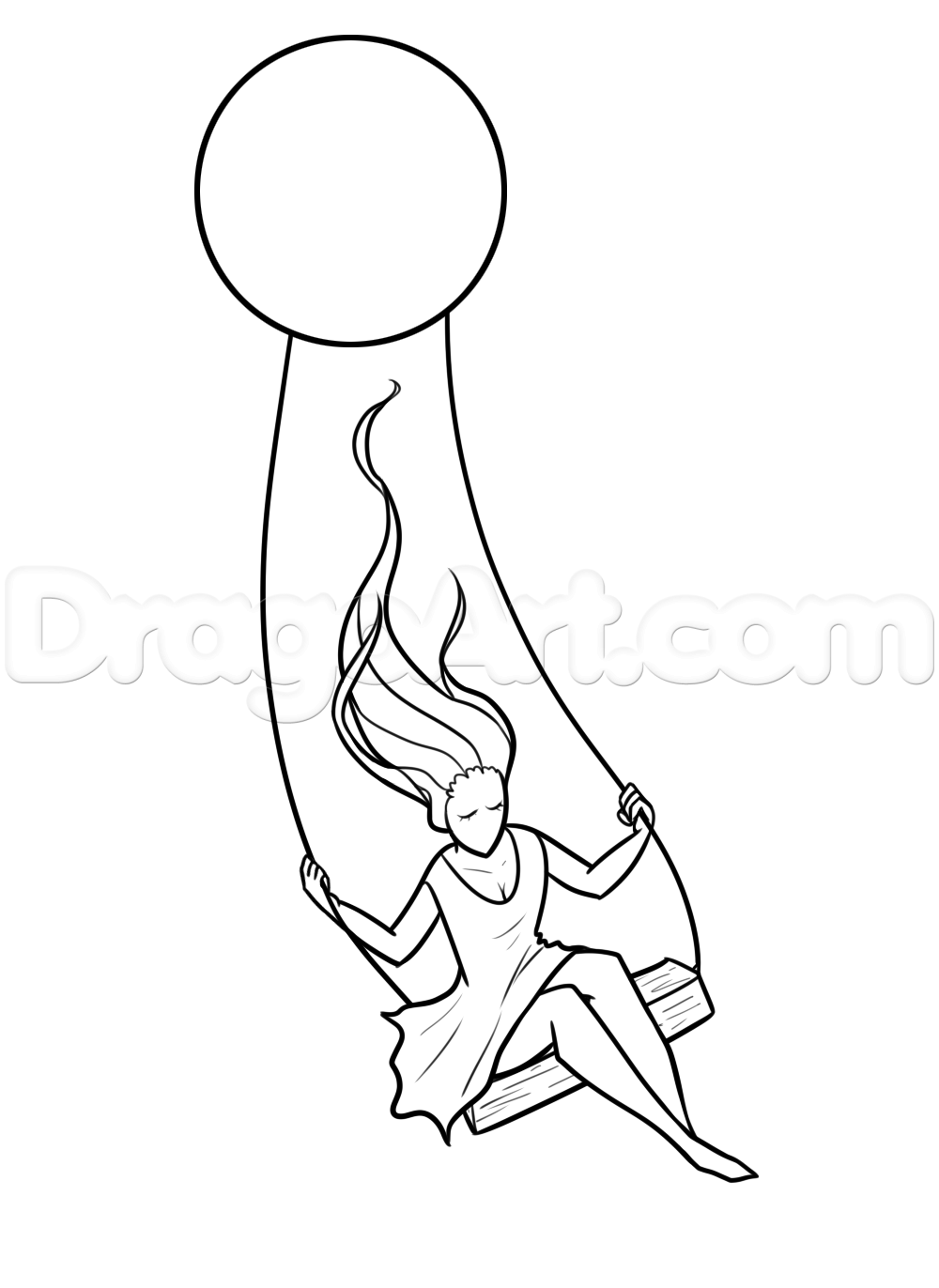 1000x1372 Moon And Swing Drawing Lesson, Step - Swings Drawing