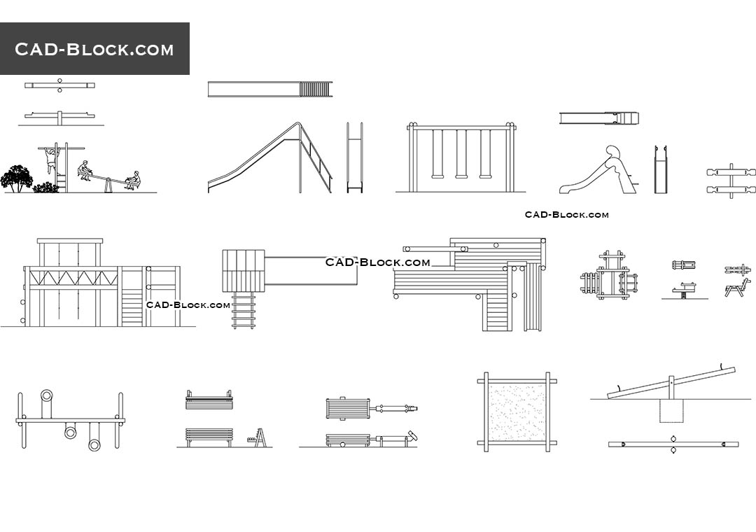 1080x760 Playground Cad Blocks, Swings Dwg, Playground Equipment Autocad - Swings Drawing