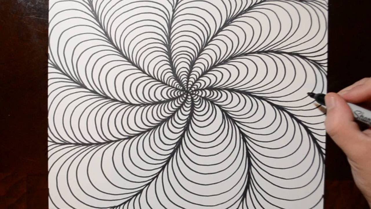 1280x720 How To Draw Optical Line Illusions - Swirl Drawing