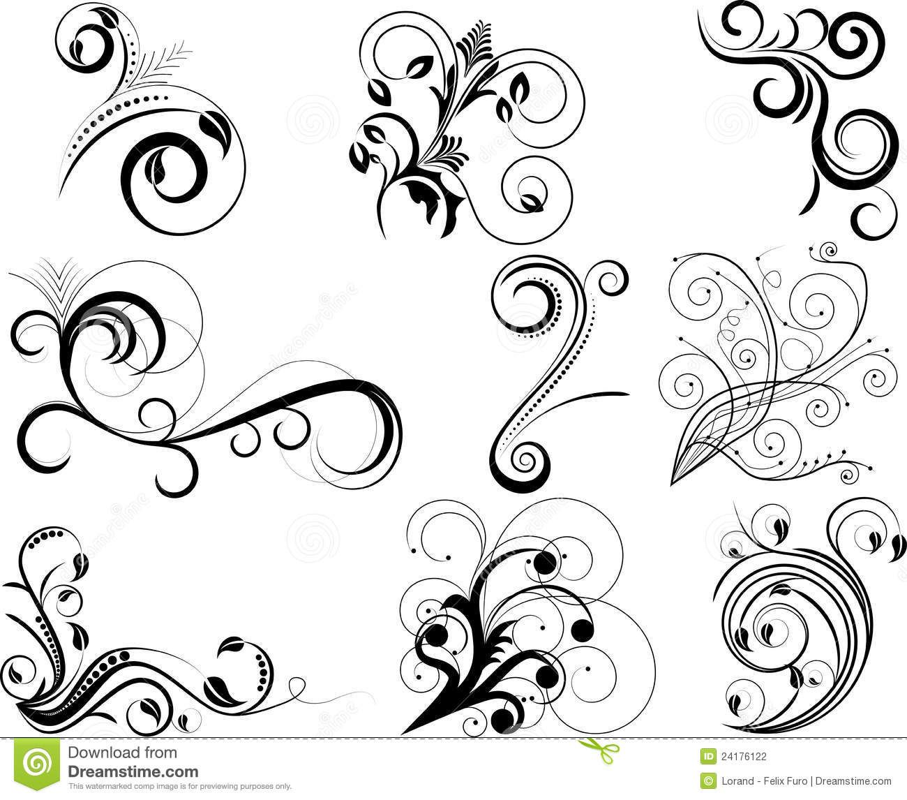 1300x1146 Line Art Drawings Of Swirls Set Of Swirl Floral Design Elements - Swirl Drawing