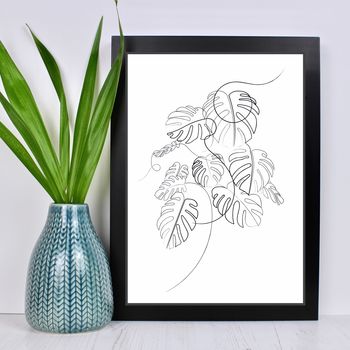 350x350 Swiss Cheese Plant Line Drawing Print - Swiss Cheese Drawing